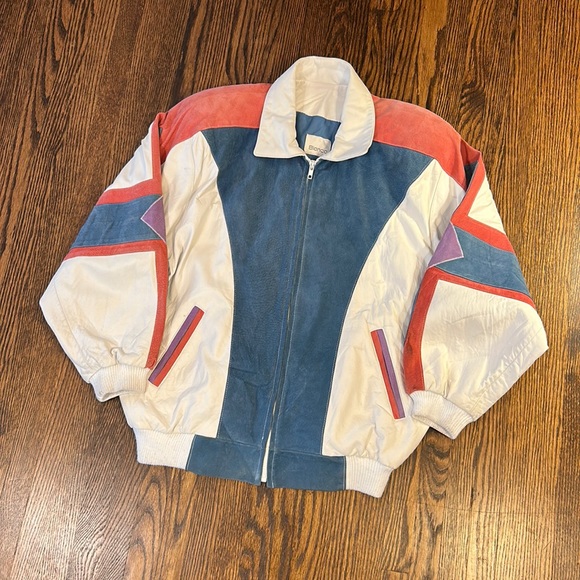 Vintage Other - Vintage 80s/90s Suede Leather Colourblock Jacket